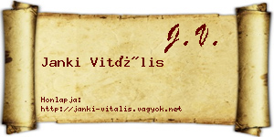 Janki Vitális névjegykártya
